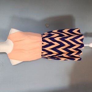 Pink Owl Chevron sleeveless peach fuzz dress